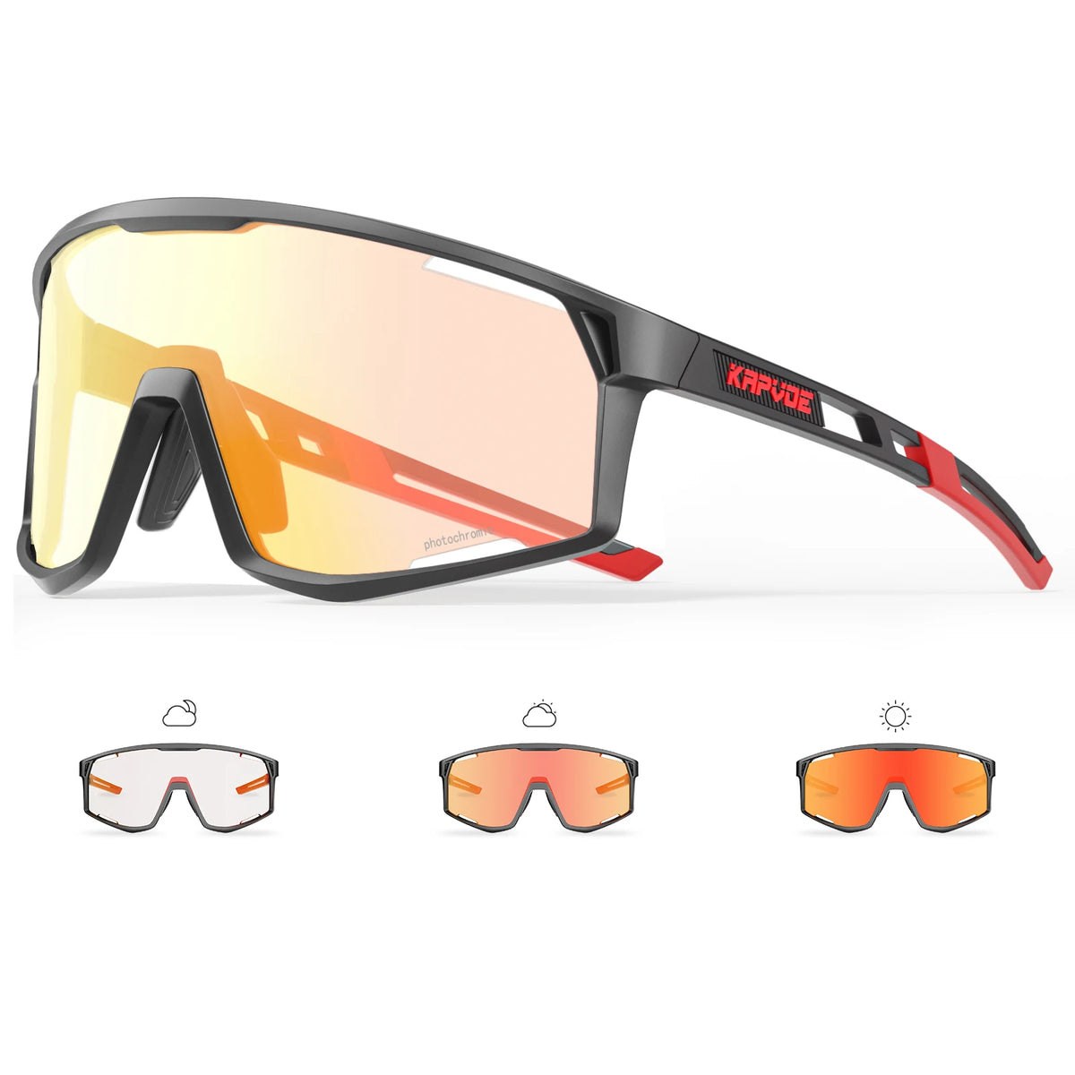 Kapvoe New Outdoor Photochromic Cycling Sunglasses Men Women MTB Glasses UV400 Bicycle Eyewear Sports Hiking Road Bike Goggles