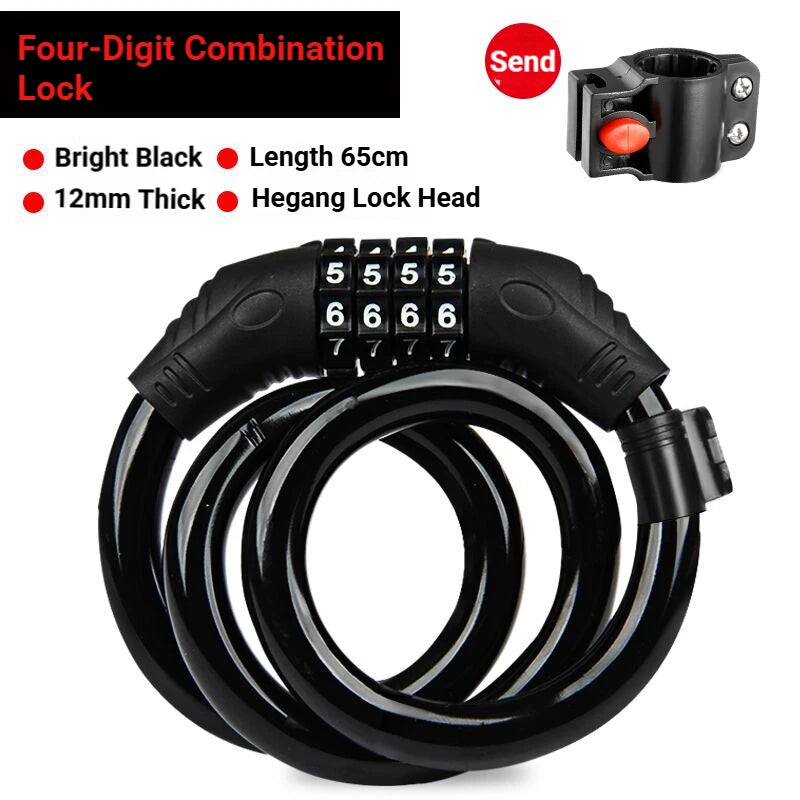 TOSUOD Bicycle Cable Lock MTB Road Bicycle Anti-Theft Four or Five Digit Password Scooter Motorcycle Accessories Bicycle Lock