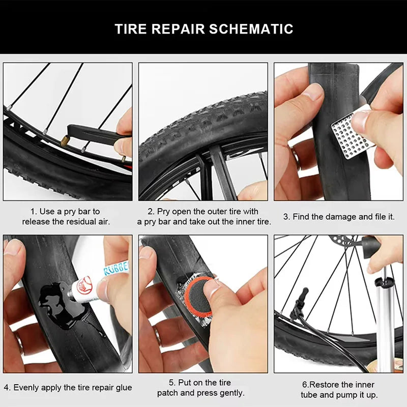 Bicycle Flat Tire Repair Kit Tool Set 48pcs Portable Rubber Fetal Repair Tools bike Inner Tube Puncture Patch Repair Tools