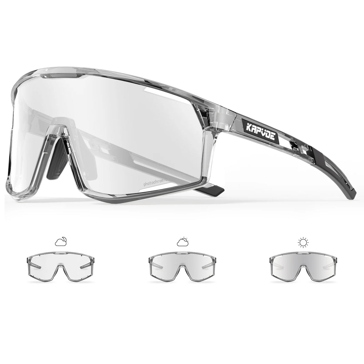 Kapvoe New Outdoor Photochromic Cycling Sunglasses Men Women MTB Glasses UV400 Bicycle Eyewear Sports Hiking Road Bike Goggles