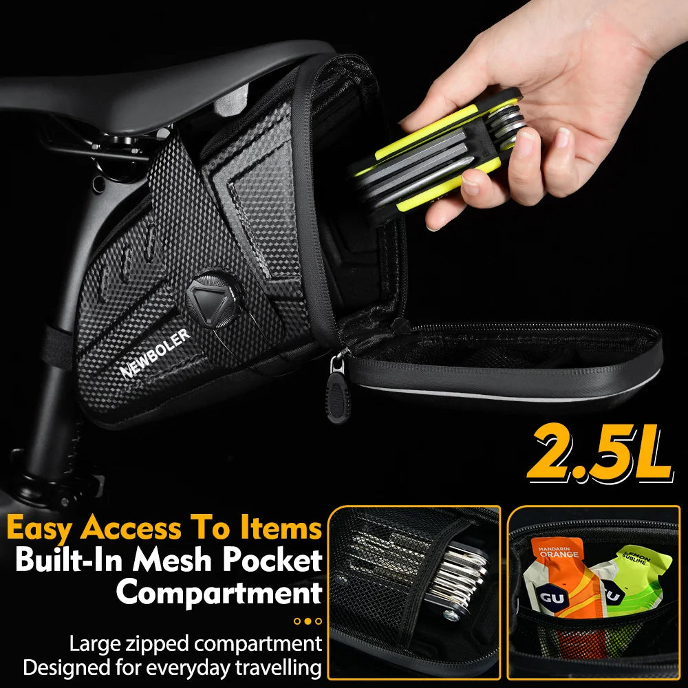 NEWBOLER Bike Saddlebags MTB Road Waterproof Bicycle Saddle Bag Reflective Striped Bicycle Tool Bag MTB Bike Bag Accessories