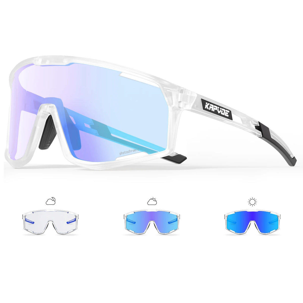 Kapvoe New Outdoor Photochromic Cycling Sunglasses Men Women MTB Glasses UV400 Bicycle Eyewear Sports Hiking Road Bike Goggles