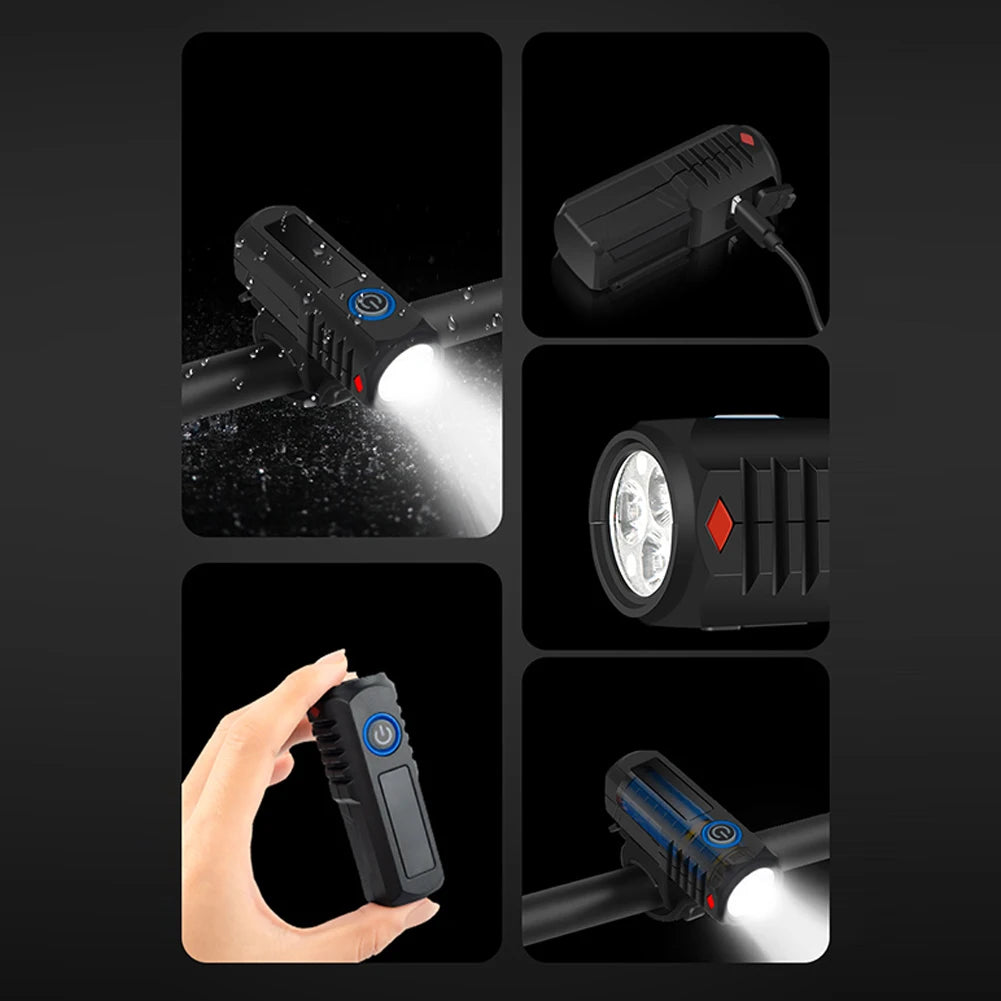 LED Bicycle Headlight High Brightness Bike Handlebar Flashlight USB Charging MTB Bike Headlight Bicycle Accessories
