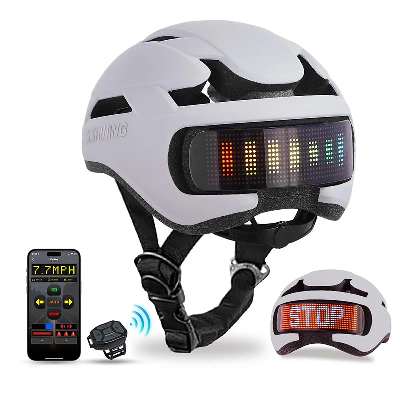 SLSHINING LED Bike Helmet with LED Display Screen Taillight Smart APP Control Bicycle Helmet Road MTB Cycling Helmets