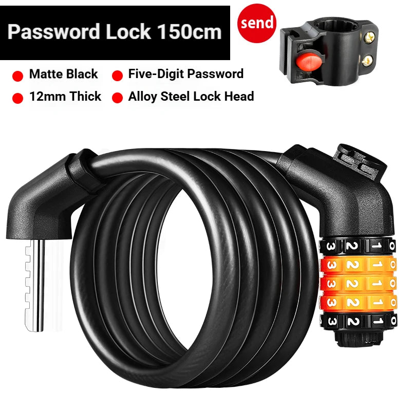 TOSUOD Bicycle Cable Lock MTB Road Bicycle Anti-Theft Four or Five Digit Password Scooter Motorcycle Accessories Bicycle Lock