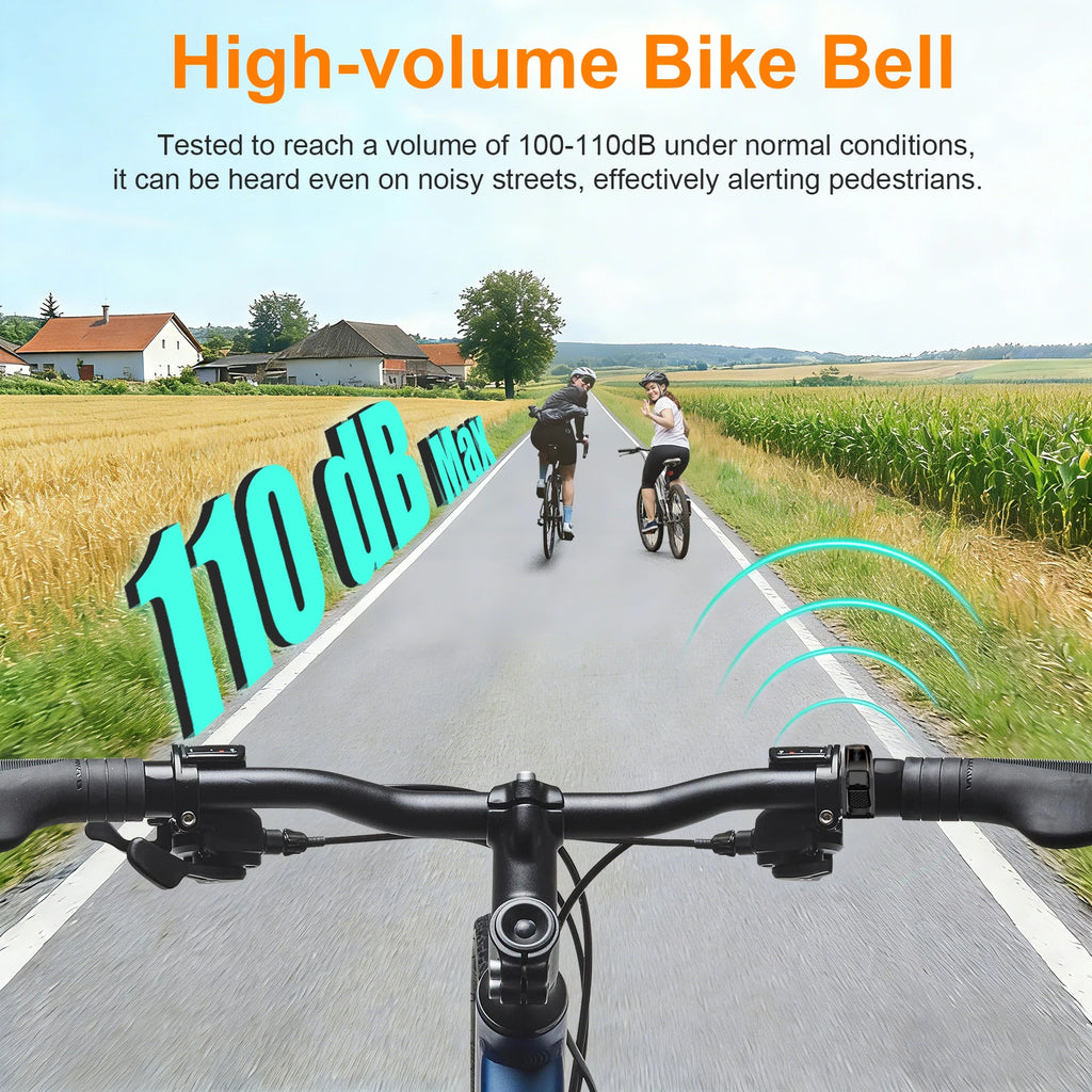Tavaler New Upgrade Bicycle Bell 110dB Max Crisp PC Waterproof Anti-Slip Textured Safety Road Scooter MTB Outdoor Bike Accessory