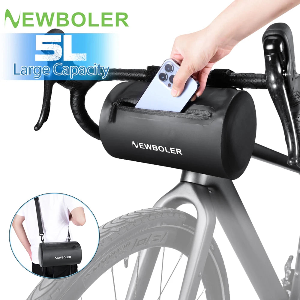 NEWBOLER 5L New Handlebar Bag Bicycle Bags Frame Pannier Bag Multifunction Portable Shoulder Bag Bike Accessories