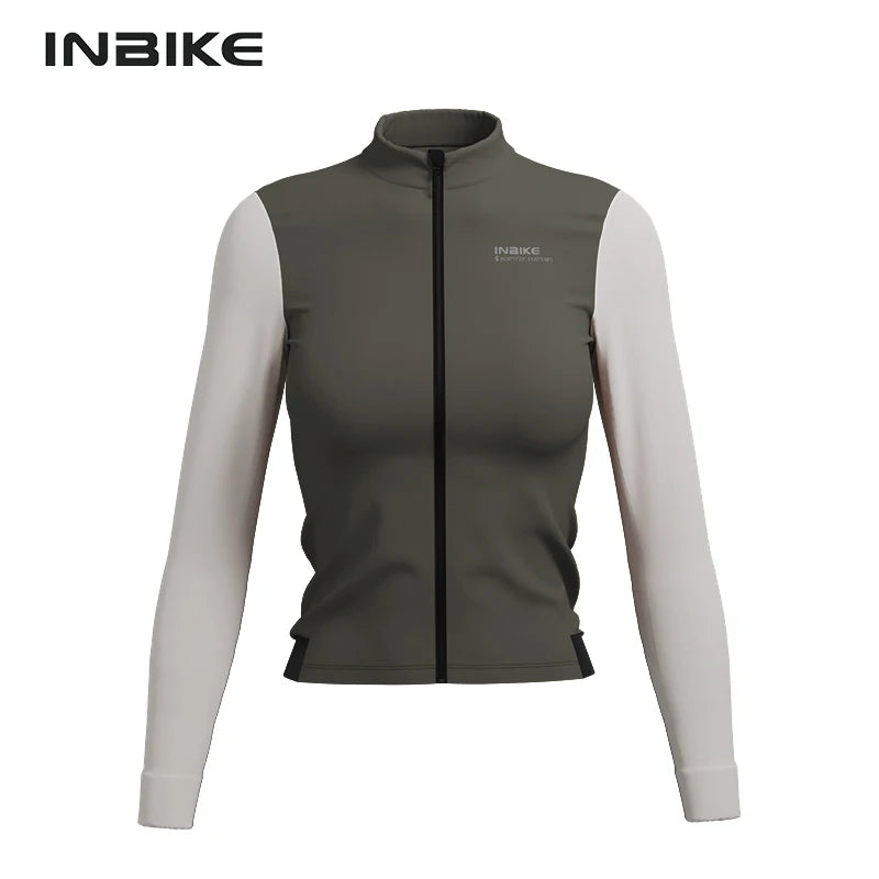 INBIKE Warm Thermal Cycling Jersey Set for Women Comfortable Fleece Road Bike Bib Pants Windproof Road MTB Clothing with Pockets