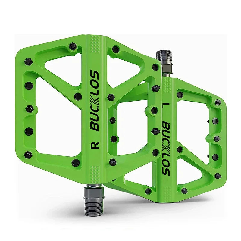 BUCKLOS Bike Pedal Ultralight Pedal Platform for Road Mountain Bike Anti-slip Nylon Sealed Bearings Flat Pedals MTB Bicycle Part