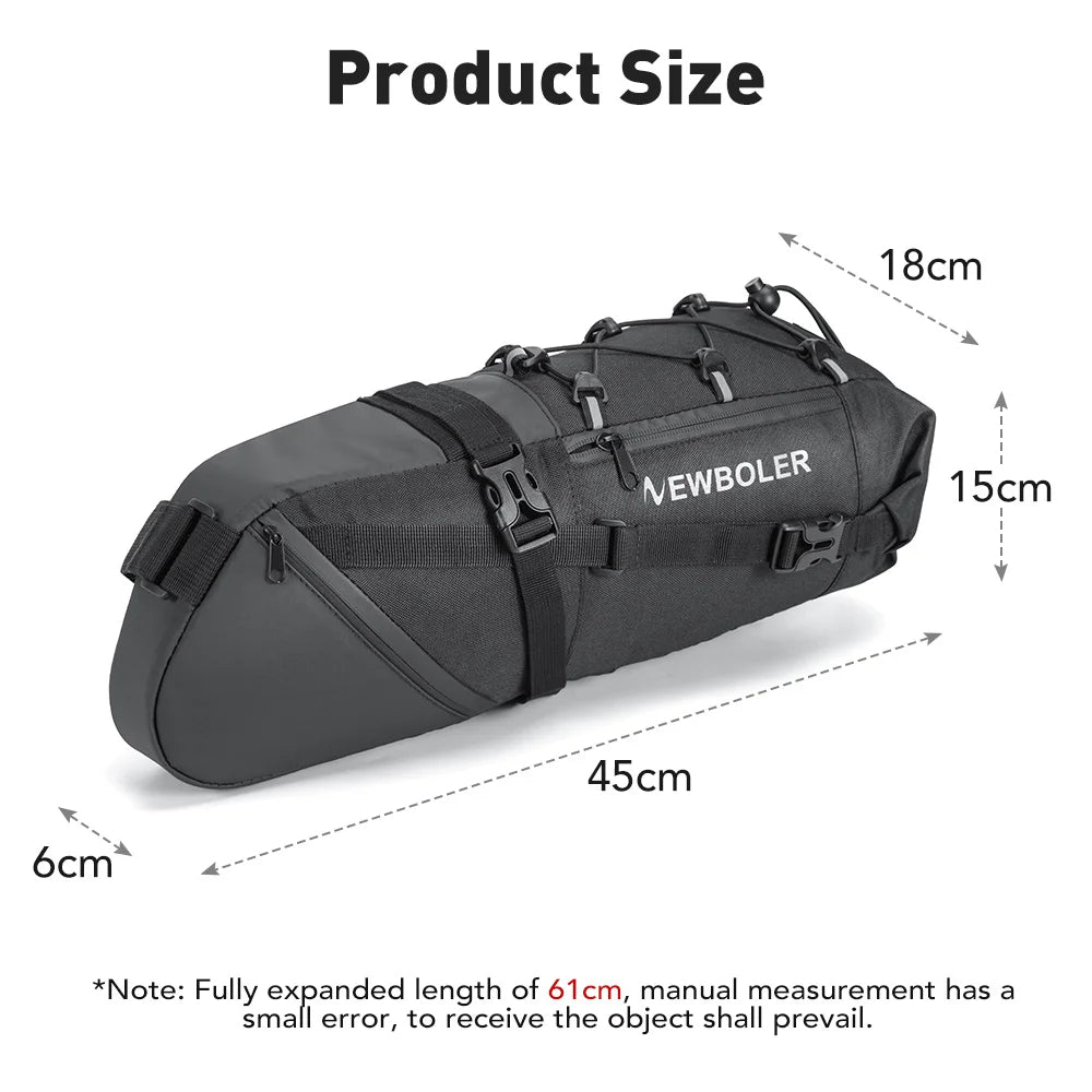 NEWBOLER Bike Saddle Bag Waterproof MTB Road Bicycle 10L Large Capacity Cycling Bag Foldabe Tail Rear Bag Trunk Accessories