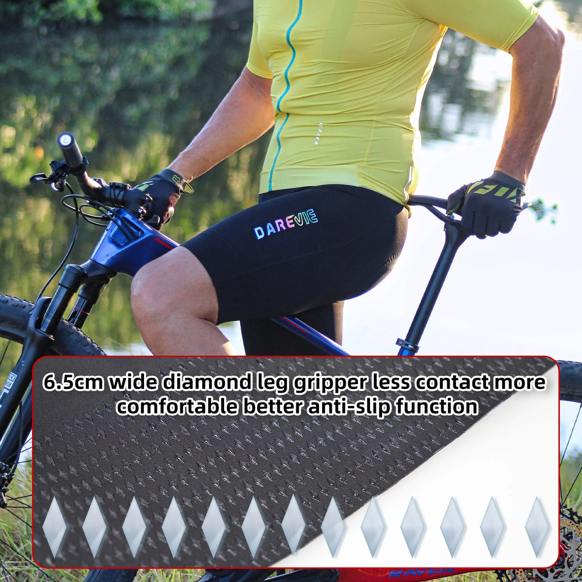 DAREVIE Cycling Bib Shorts Seamless 4.0 Italy ELASTIC-INTERFACE Pad Cycling Shorts Diamond Leg Gripper Men's Bretelelle Shorts